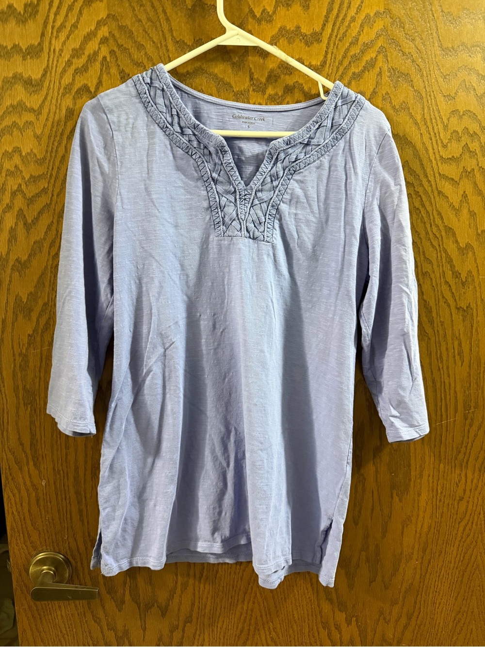 Coldwater Creek Women’s Small embroidered Periwinkle Tunic Top